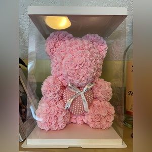 Valentines Large Rose Bear - Pink